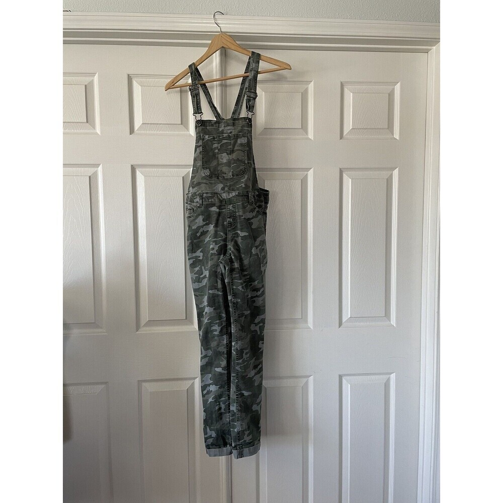 Justice Girls Overalls Size 18 Camouflage Green Adjustable Pockets